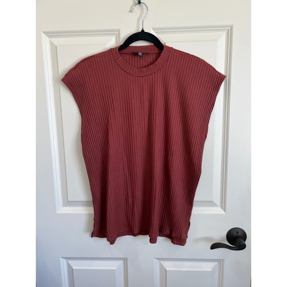 Eileen Fisher Tops - Eileen Fisher Textured Stretch Ribbed Sleeveless Top Medium Terra Cotta Tencel